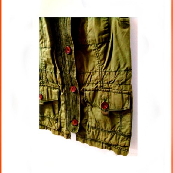 New Rare/Unique Army Green Abercrombie & Fitch Zip Up Utility Button Vest - Picture 2 of 6